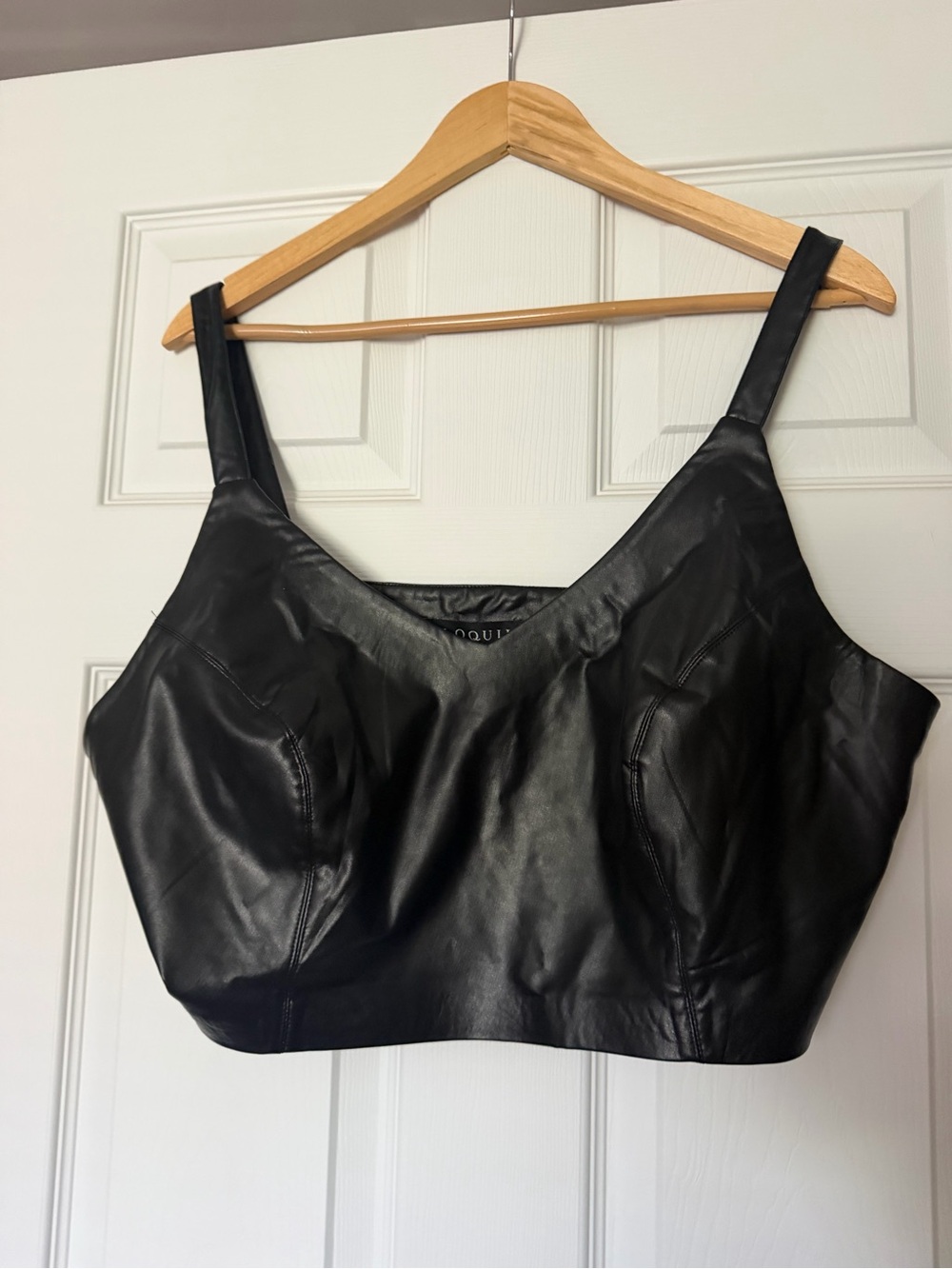 Eloquii Black Faux Leather Crop Tank